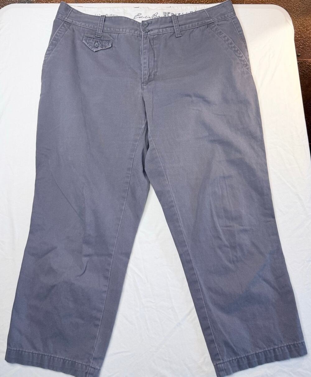 Eddie Bauer Heritage Wash Blakely Fit Crop Capri Pants Sz 8 Gray Utility Outdoor